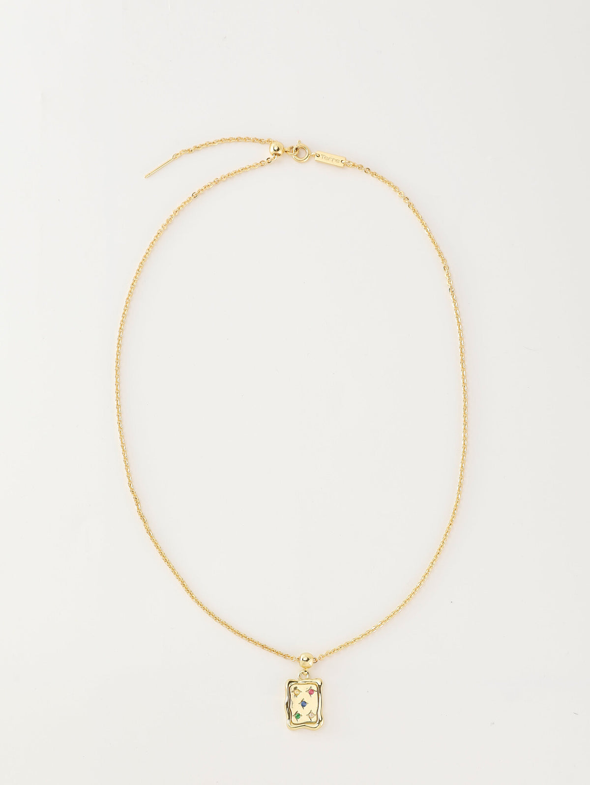 Terre Constellation Signet Necklace — gem-set tablet pendant
